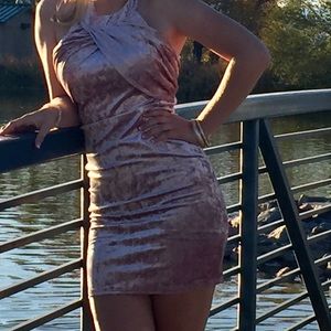 Light Pink Velvet Bodycon Dress